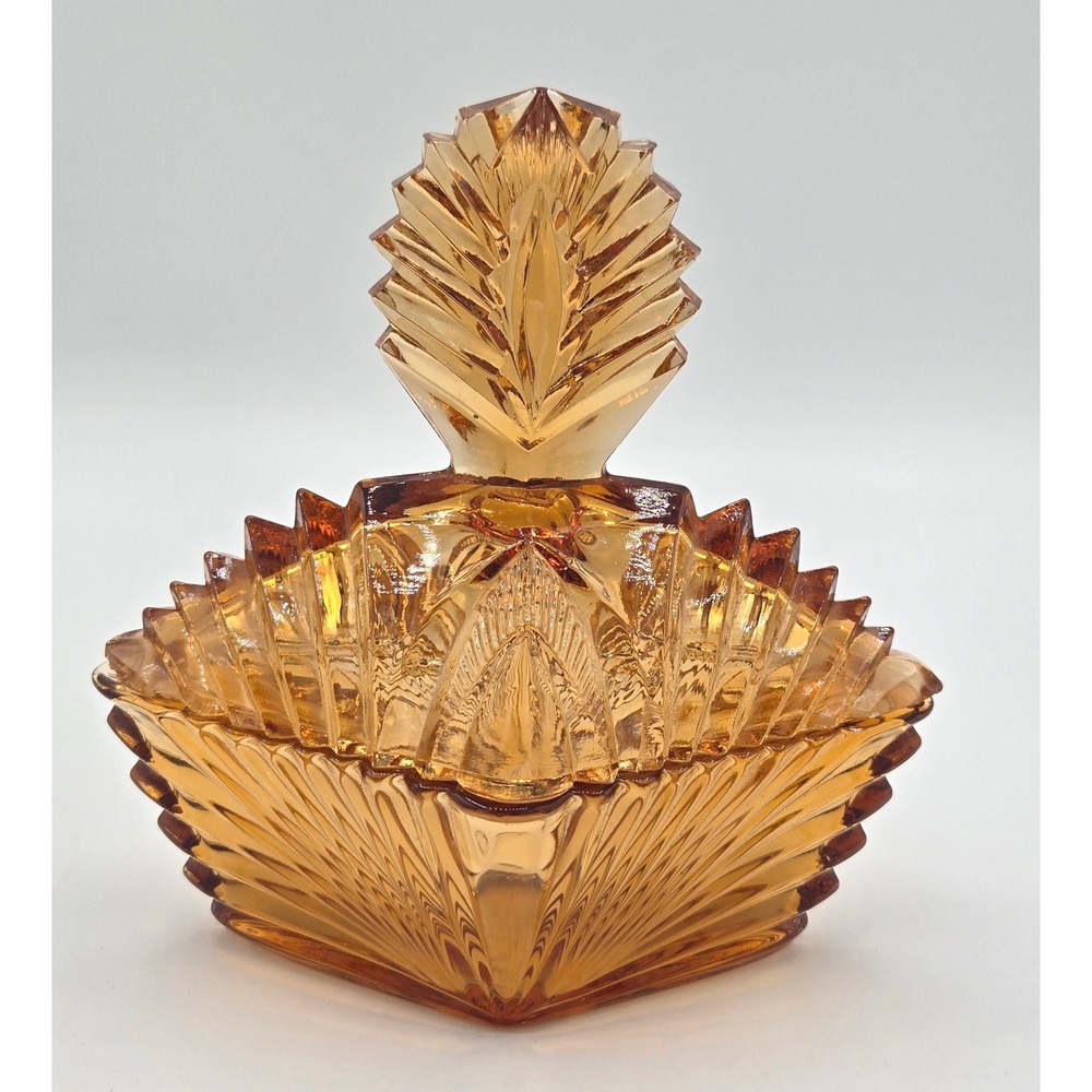 Vintage Amber Glass Swan Trinket Dish Candy Nut Bowl‎ with Lid